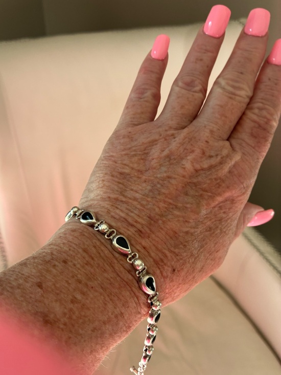 925 Sterling Silver Jewelry - STUNNING Sterling Silver 925 Mexico Stamp, Black Onyx Teardrop Bracelet! 🖤🖤🖤